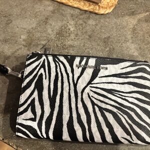 Michael Kors Black and White Zebra Wristlet